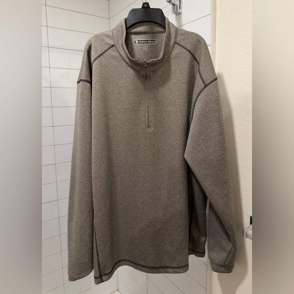 Pebble Beach • Gray/Olive Tone 1/4 Zip Golf Sweater • Men’s Size XL